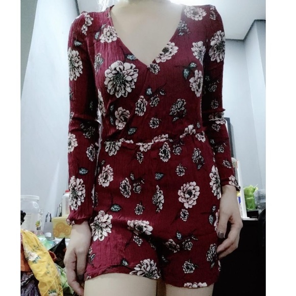 Gorgeous Burgundy Floral Romper - Picture 1 of 4